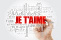 Je tÃ¢â¬â¢aime I Love You in French word cloud